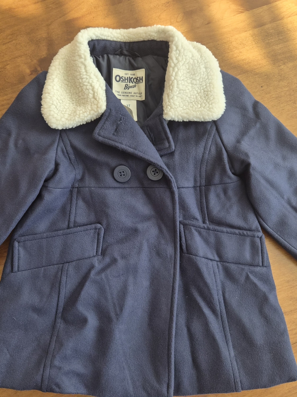 OshKosh B'gosh Navy Peacoat with Cream Sherpa Collar 3T